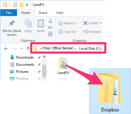 Copying the LandFX folder into the shared online location