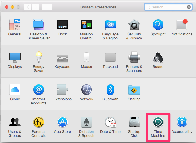 System Preferences, Time Machine icon