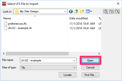 Selecting a file to restore
