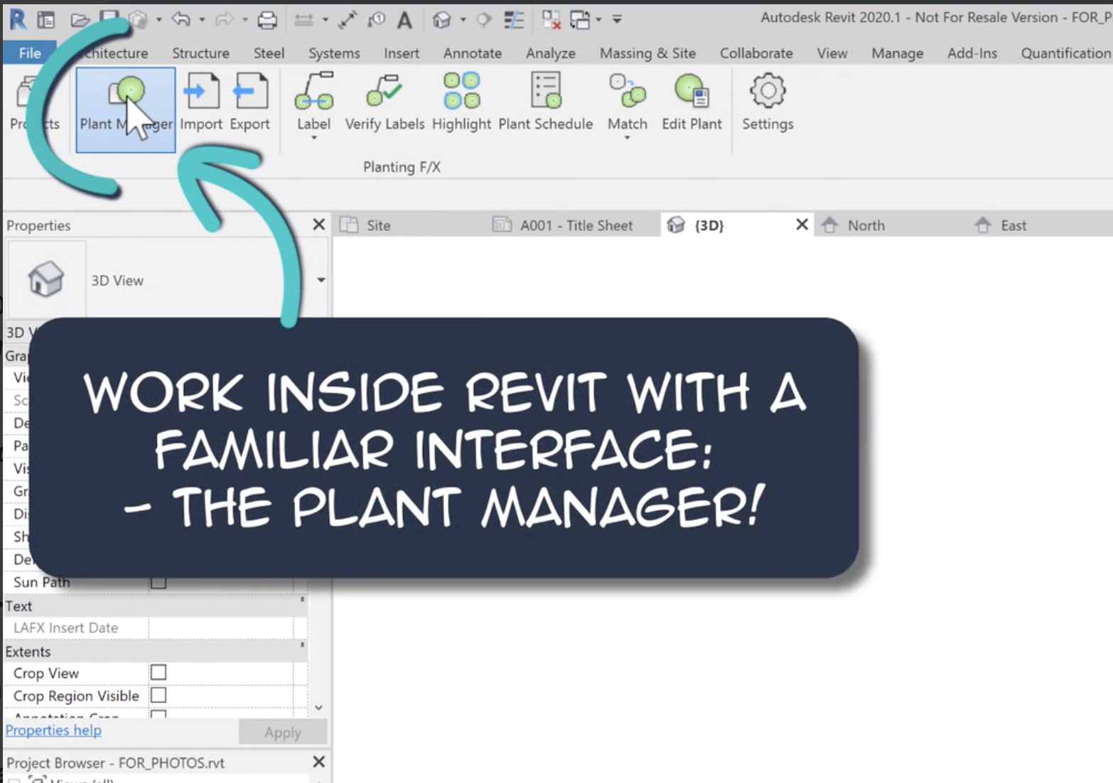 Plant Manager ribbon button in Planting F/X for Revit plugin