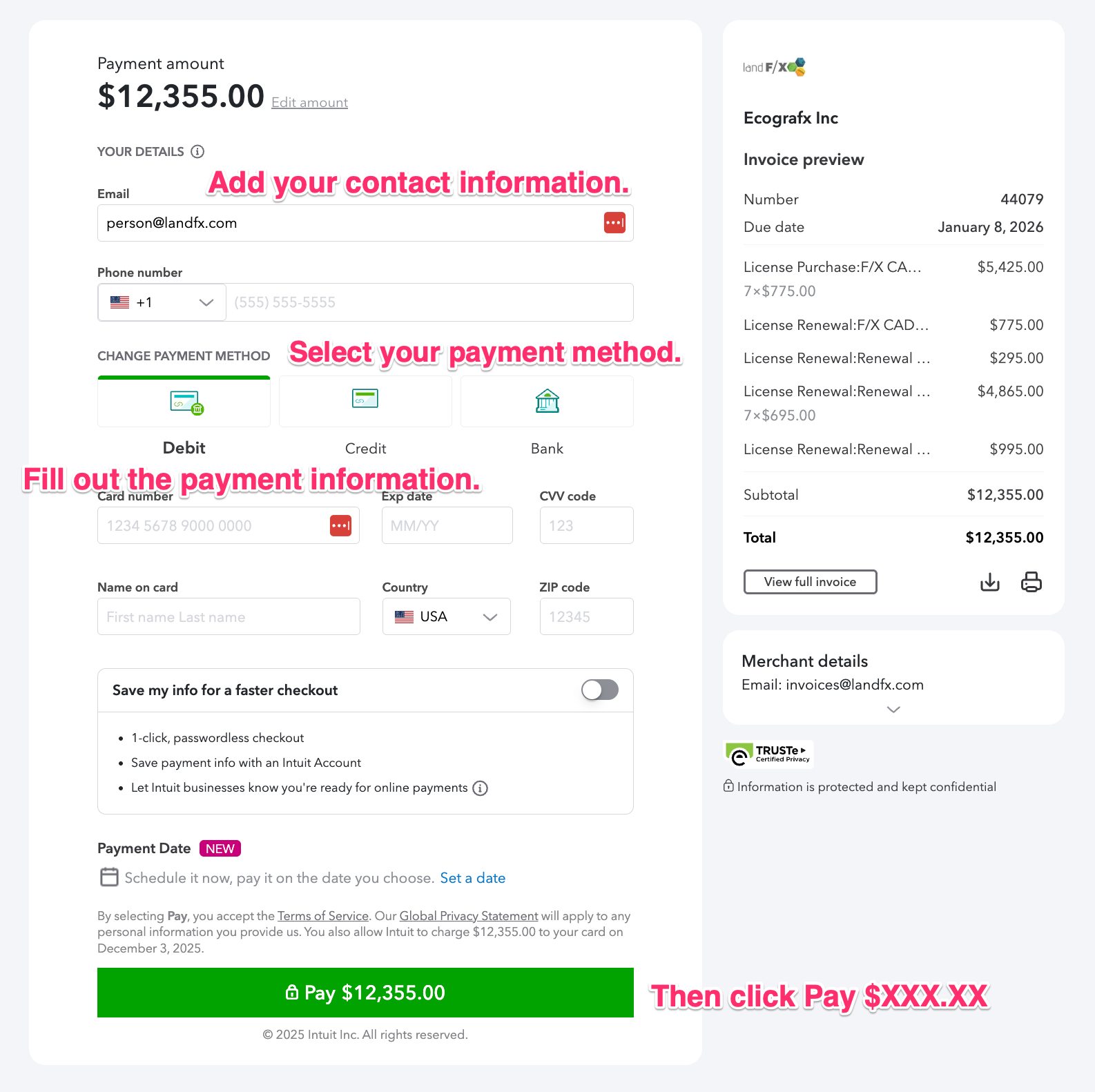 Selecting preferred method of payment