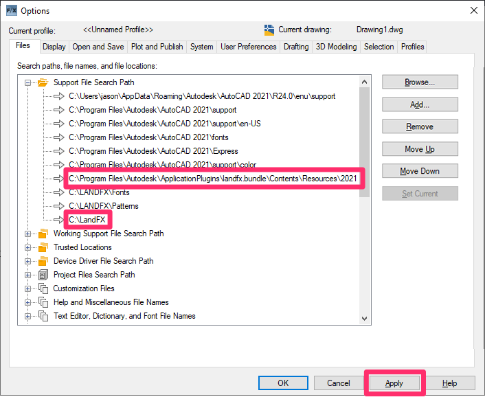 Corrected Support File Search Path, Single-User installation