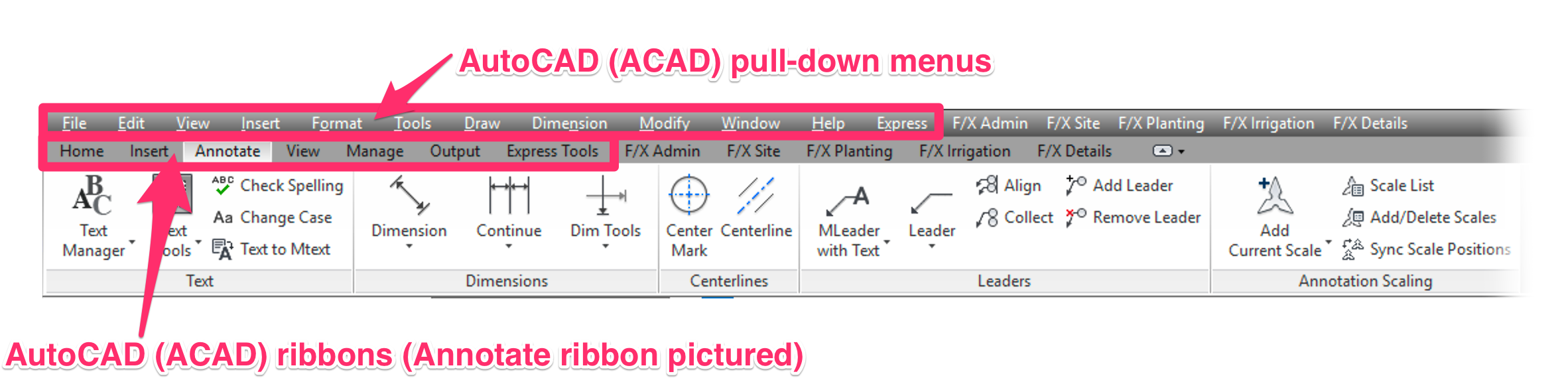 ACAD Pulldown Menus