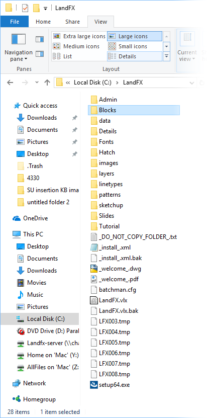 LandFX folder configured correctly