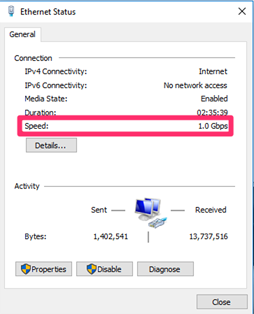 Connection speed entry