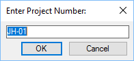 Enter Project Number dialog box showing example project name