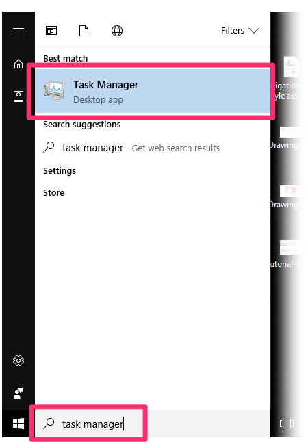 Windows Start menu, Task Manager option