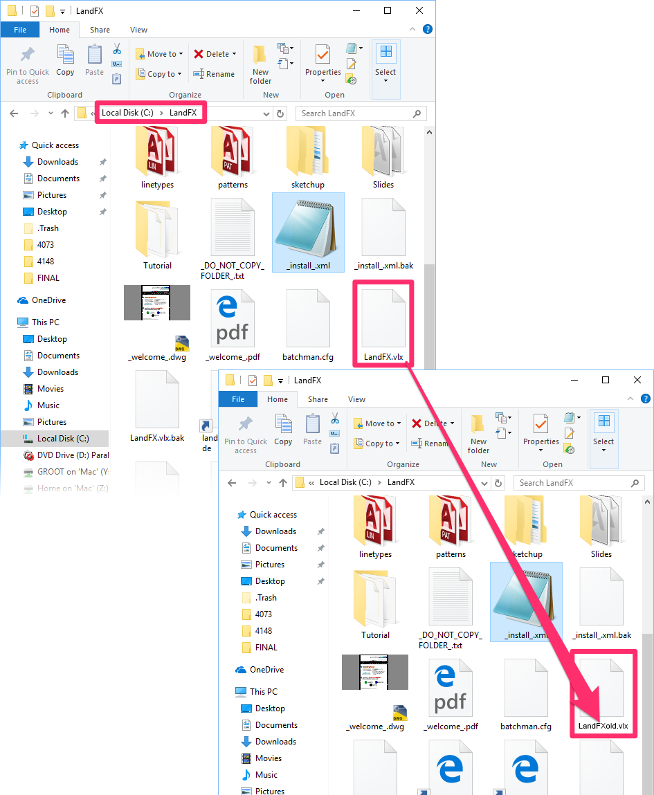 Renaming LandFX.vlx file