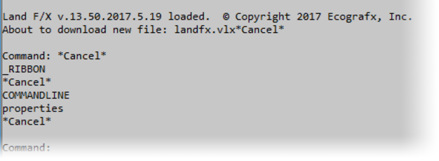 *Cancel* shown in Command line