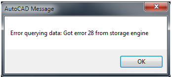 Error querying data: Got error 28 from storage engine