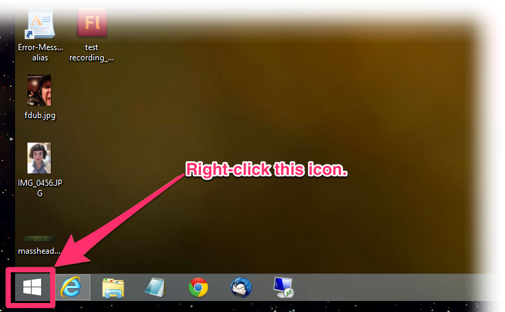 Right-click search icon in Windows 8