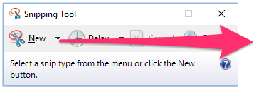 Snipping Tool, black arrow next to New button