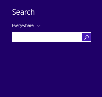 Windows 8 search menu