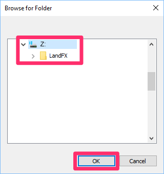 Browse to LandFX folder