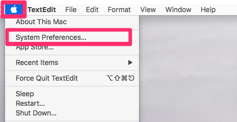 Apple menu, System Preferences option