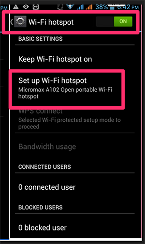 Android phone settings, Set up Wi-Fi option