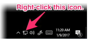 Right-click the Internet Access icon