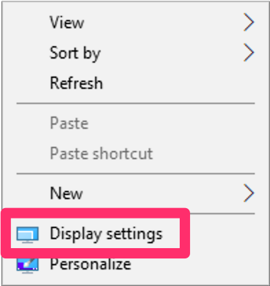 Display settings menu option