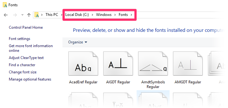 Fonts folder