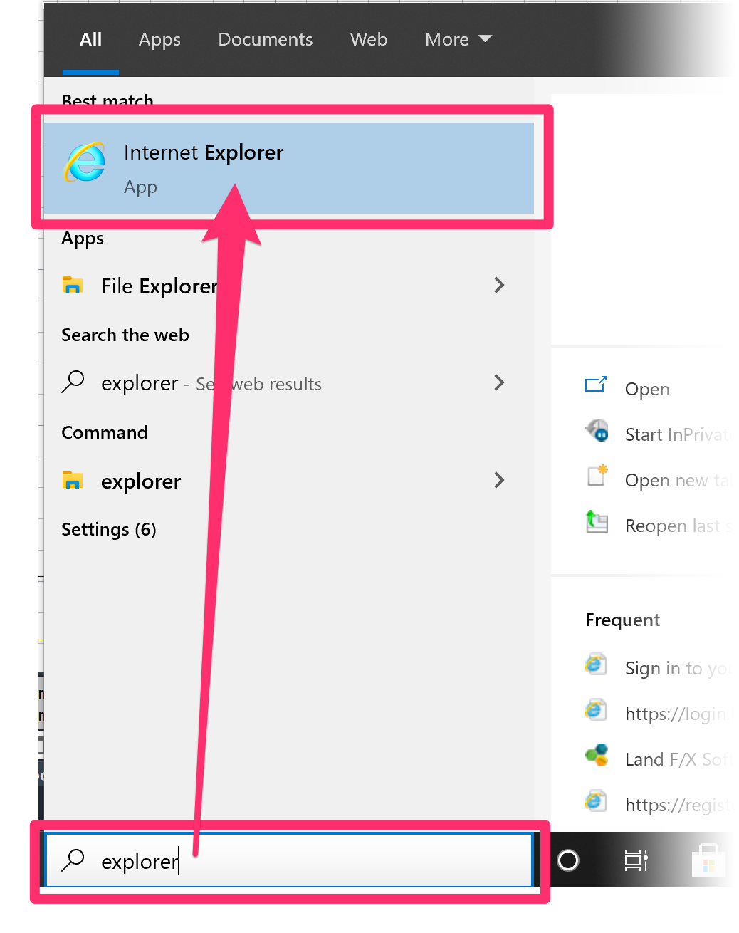 Windows Start menu, Internet Explorer option