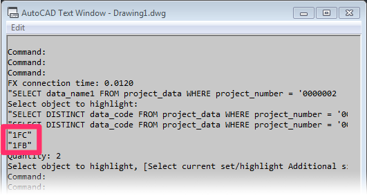 Command history showing numbers and letters representing each plant the system thinks it is highlighting