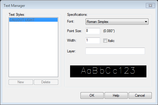 Changing the size of the Callout Light Text Style in the Text Manager