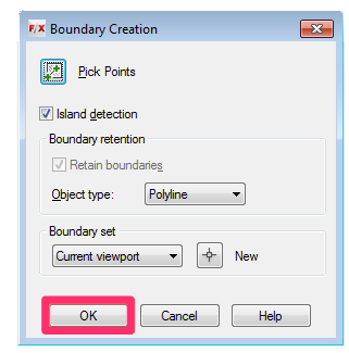 Boundary Creation dialog box