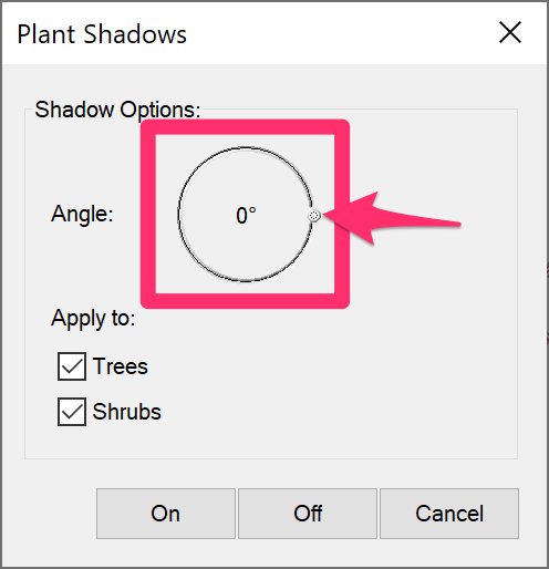 Angle of shadows setting 0
