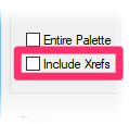 Plant Schedule dialog box, Include Xrefs option unchecked