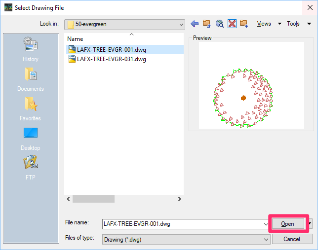 Browse to DWG