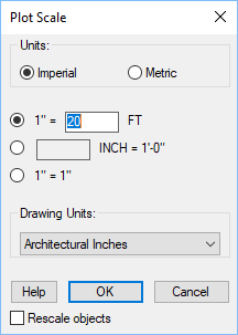 Setting the scale in the Plot Scale dialog box