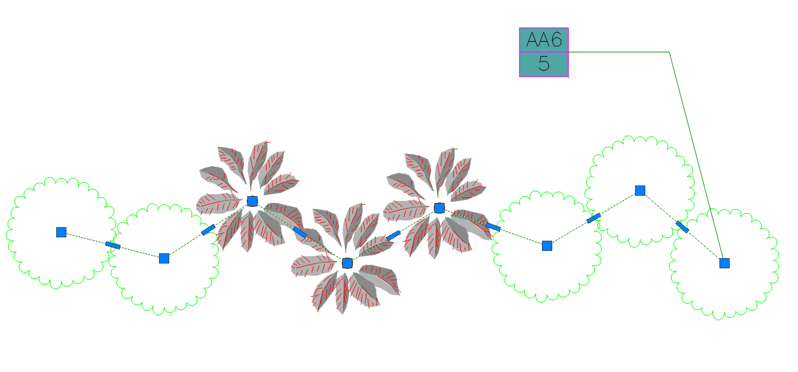 Select polyline connecting plants