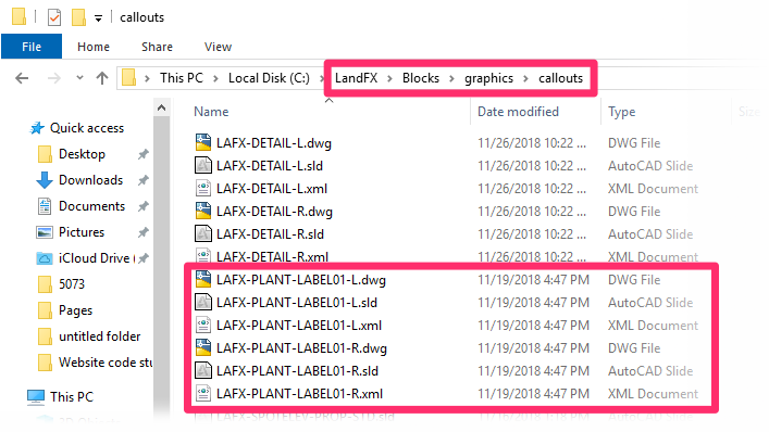Source files for plant labels in LandFX/blocks/graphics/callouts folder