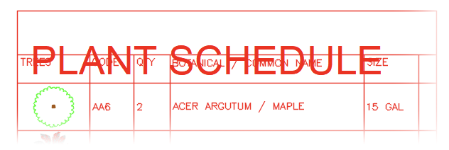 Example of a schedule with title overlapping schedule text