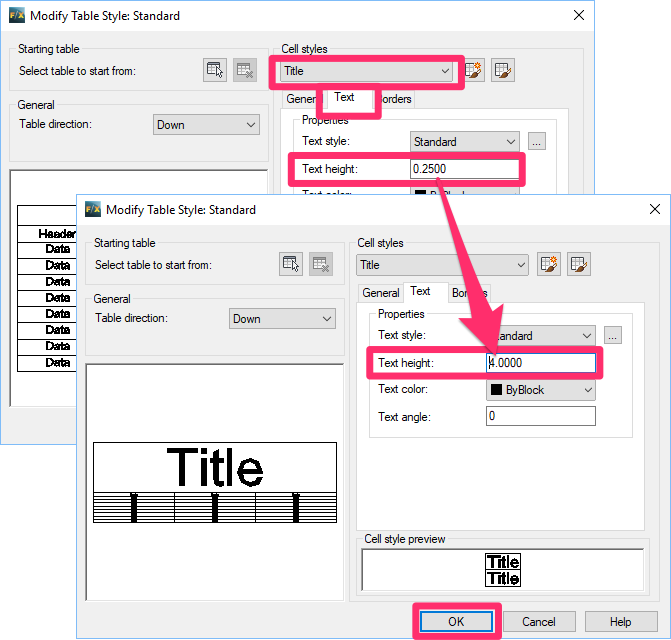 Cell Styles menu, Title option