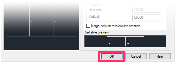 Table Style Manager, click OK to save changes