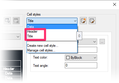 Modify Table Style, Header and Title settings