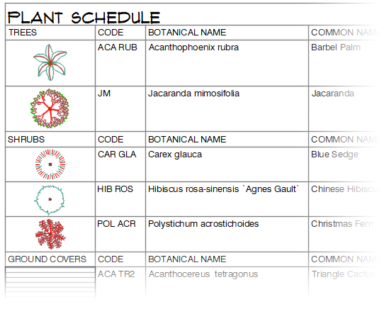 Table schedule with visible gridlines