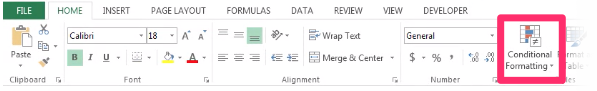 Example: Conditional Formatting tool