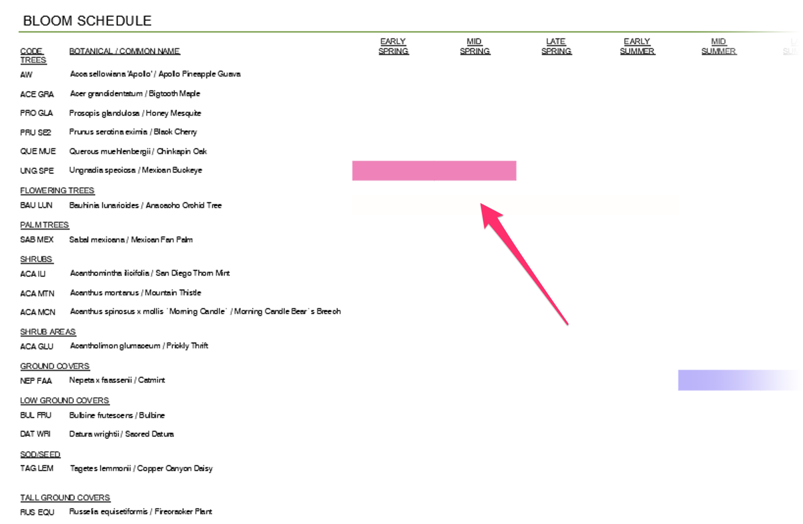 Bloom Schedule missing a species color