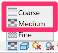 Coarse and Medium menu options