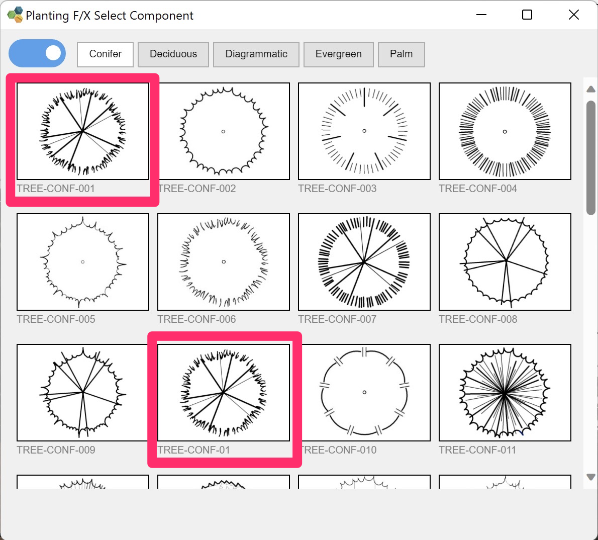 Planting F/X Select Component dialog box in Revit showing duplicate symbol