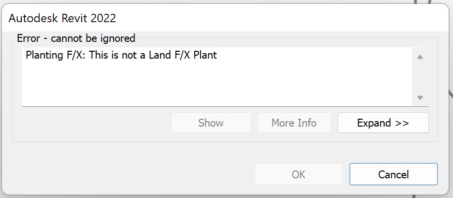 This is not a Land F/X plant error message