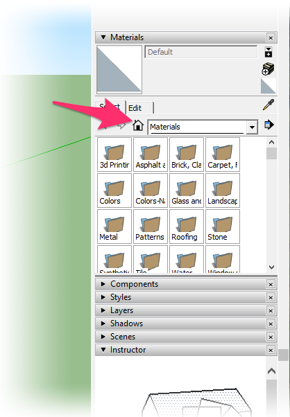 Materials window, In Model button