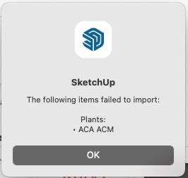 The following items failed to import error message listing missing components