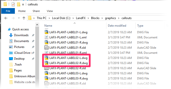 Block label source files