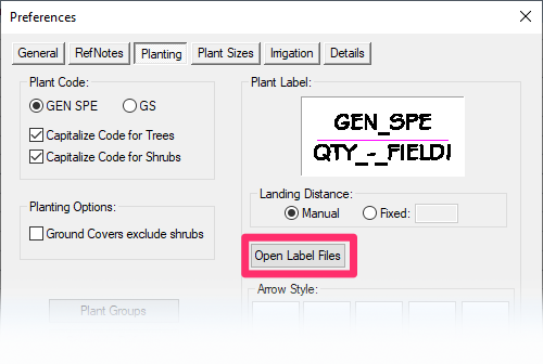 Plant Preferences, Open Label Files button