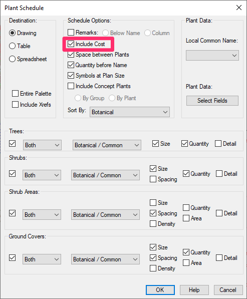 Plant Schedule settings, example 13
