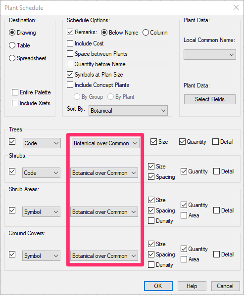 Plant Schedule settings, example 10
