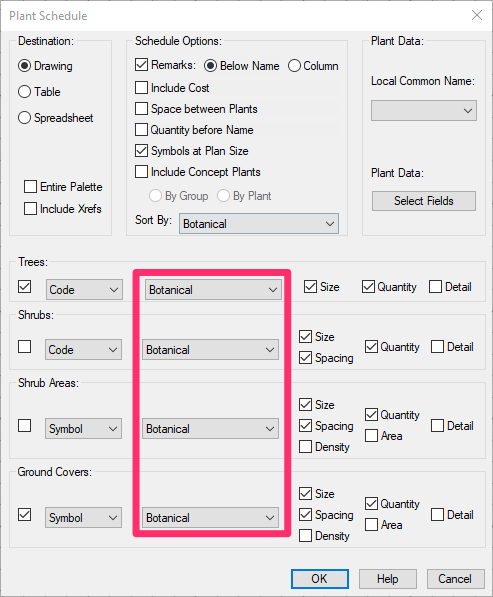Plant Schedule settings, example 11